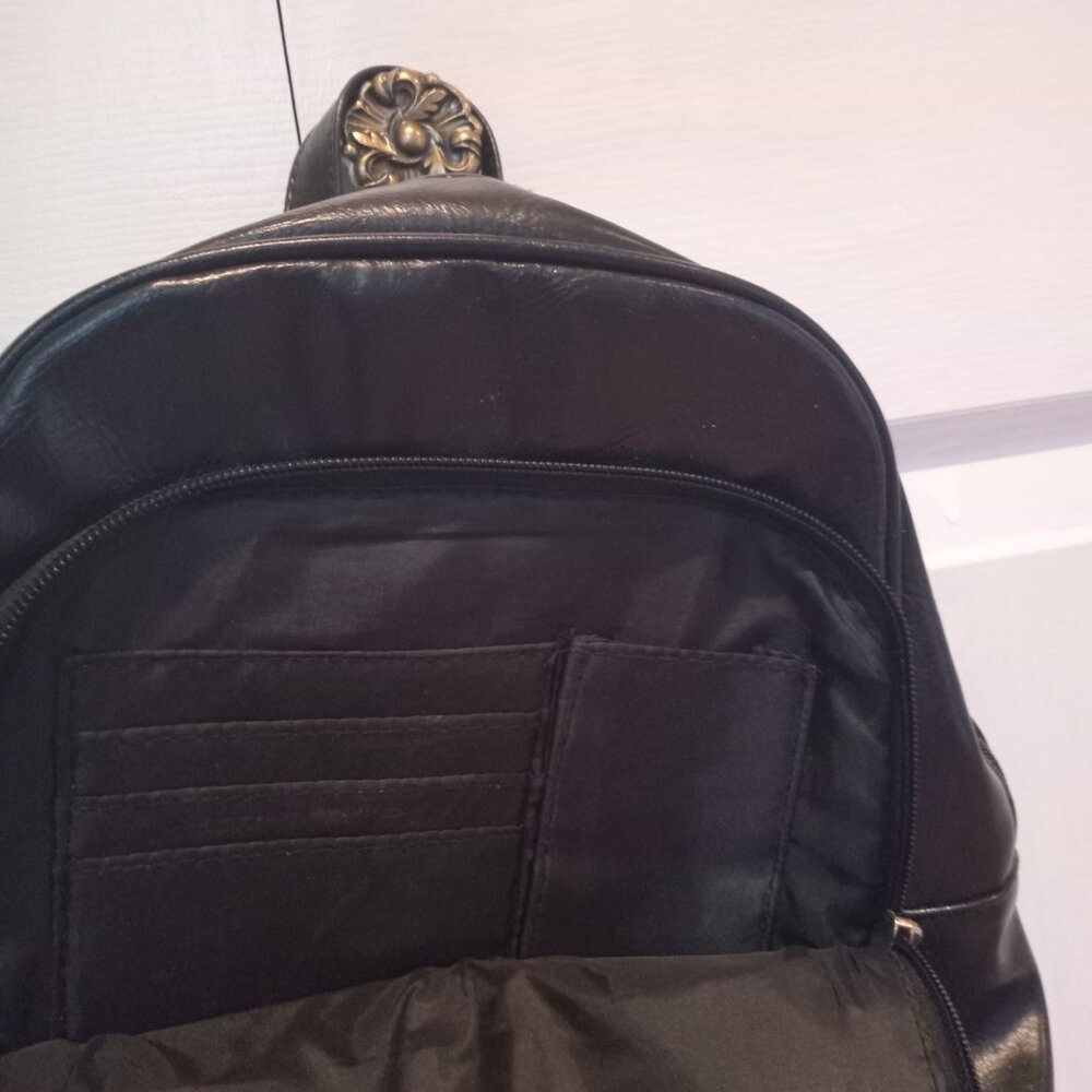 Via Roma Black Backpack Faux Leather - Picture 2 of 5